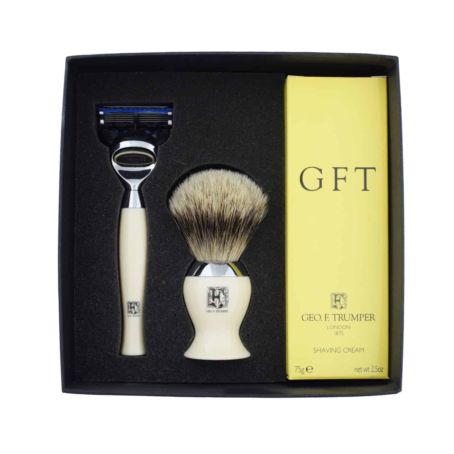 geo-trumper-fusion-shaving-gift-set-rasierer-super-badger-pinsel-creme image 1