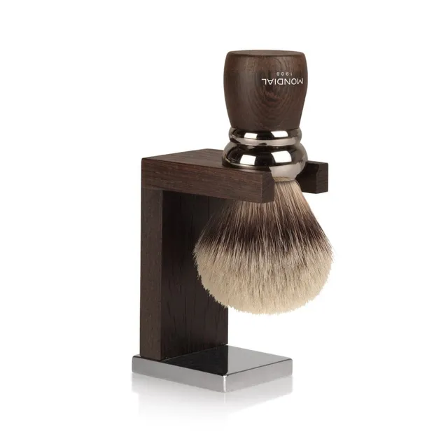 mondial-prestige-weng-silvertip-dachshaar-rasierpinsel-mit-holzst-nder image 1