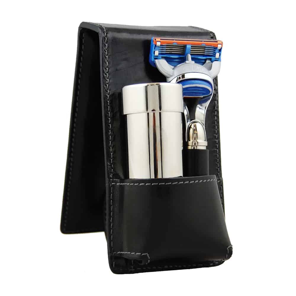geo-trumper-travel-shaving-set-dachshaar-pinsel-rasierer-im-kalbsleder-etui image 1