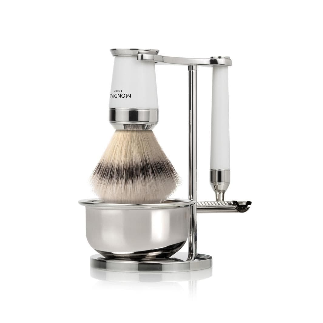 mondial-premium-white-rasierset-4-teilig-chrom-mit-super-badger-pinsel-und-hobel image 1
