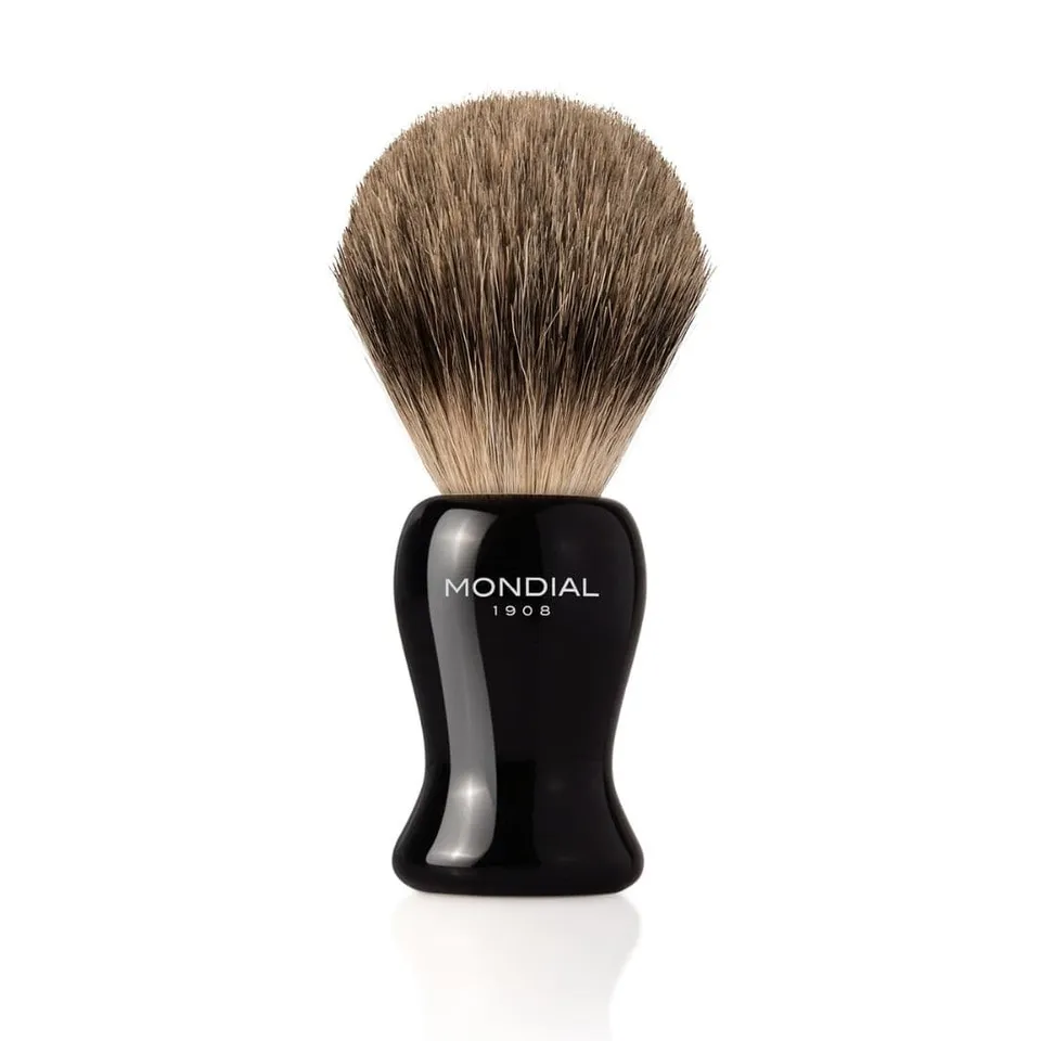 mondial-gibson-rasierpinsel-schwarzes-harz-mit-best-badger-dachshaar image 1
