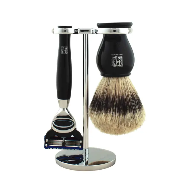 geo-trumper-black-pb-shaving-set-rasierset-mit-st-nder-pinsel-rasierer image 1