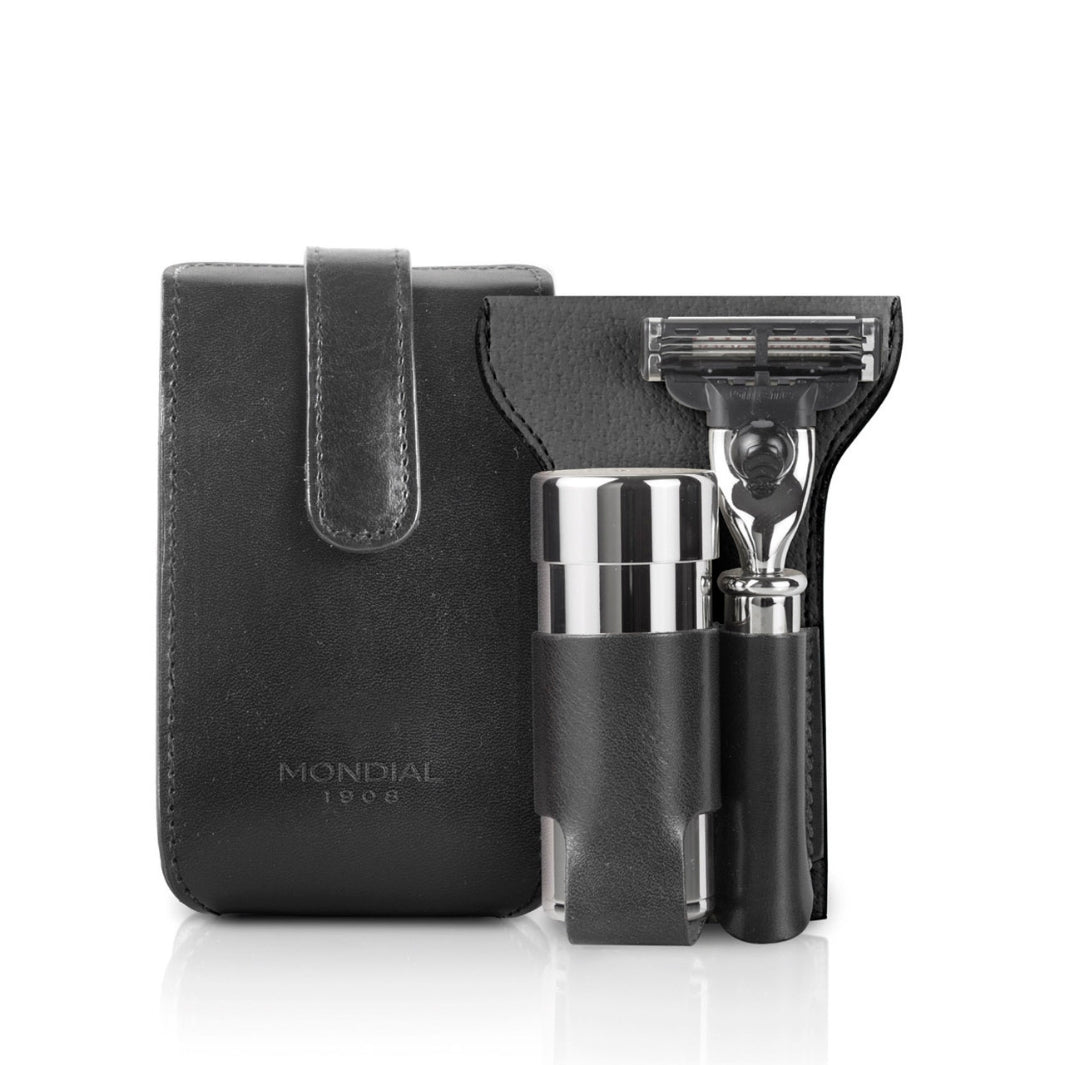 mondial-rasier-reiseset-ecosilvertip-pinsel-rasierer-leder-schwarz image 1