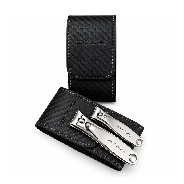 geo-trumper-carbon-2-teiliges-nagelknipser-set-im-lederetui image 1
