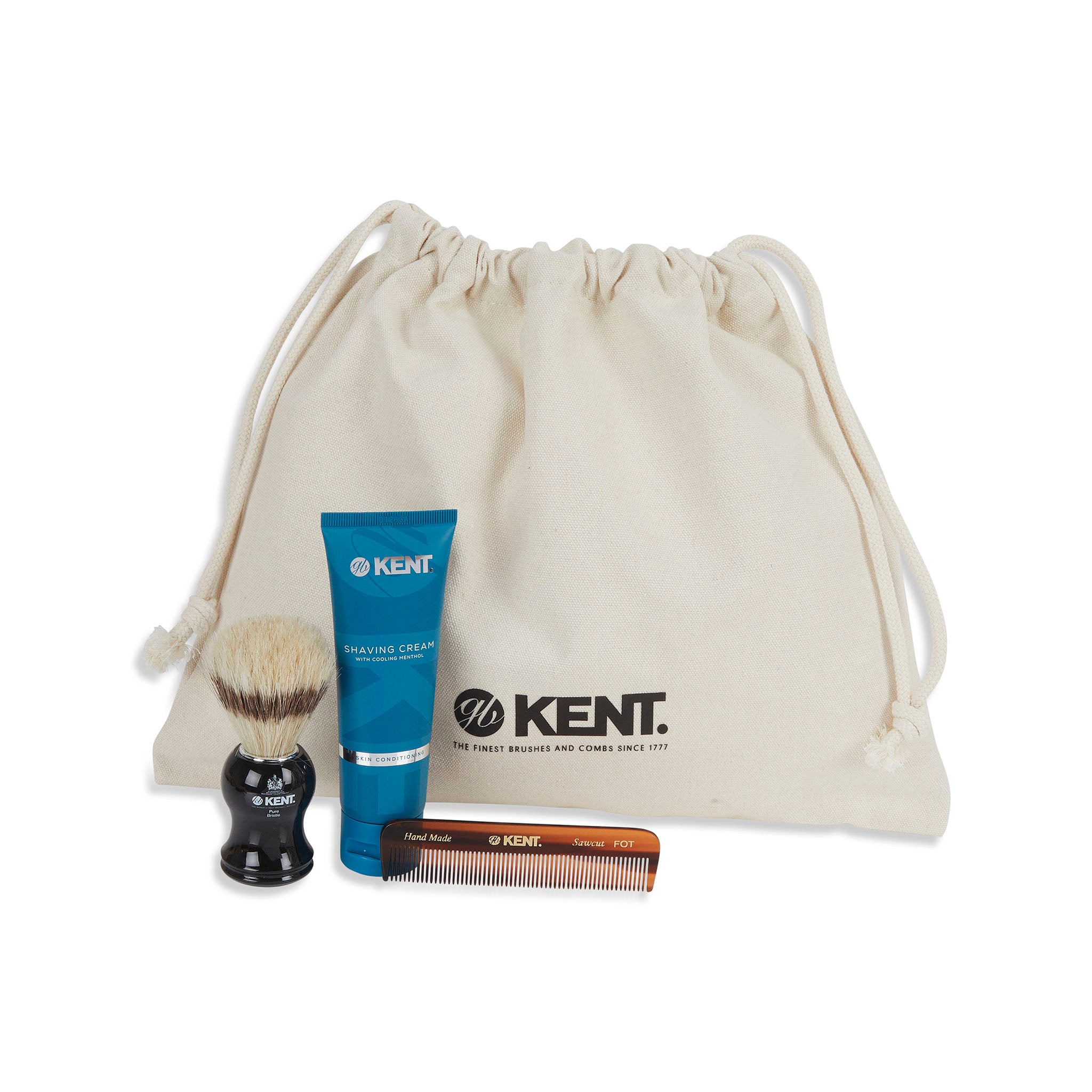 kent-gift-set-shave-rasierset-mit-pinsel-creme-kamm-und-tasche image 1