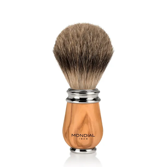 mondial-deluxe-rasierpinsel-olivenholz-best-badger-mit-chromkappe image 1