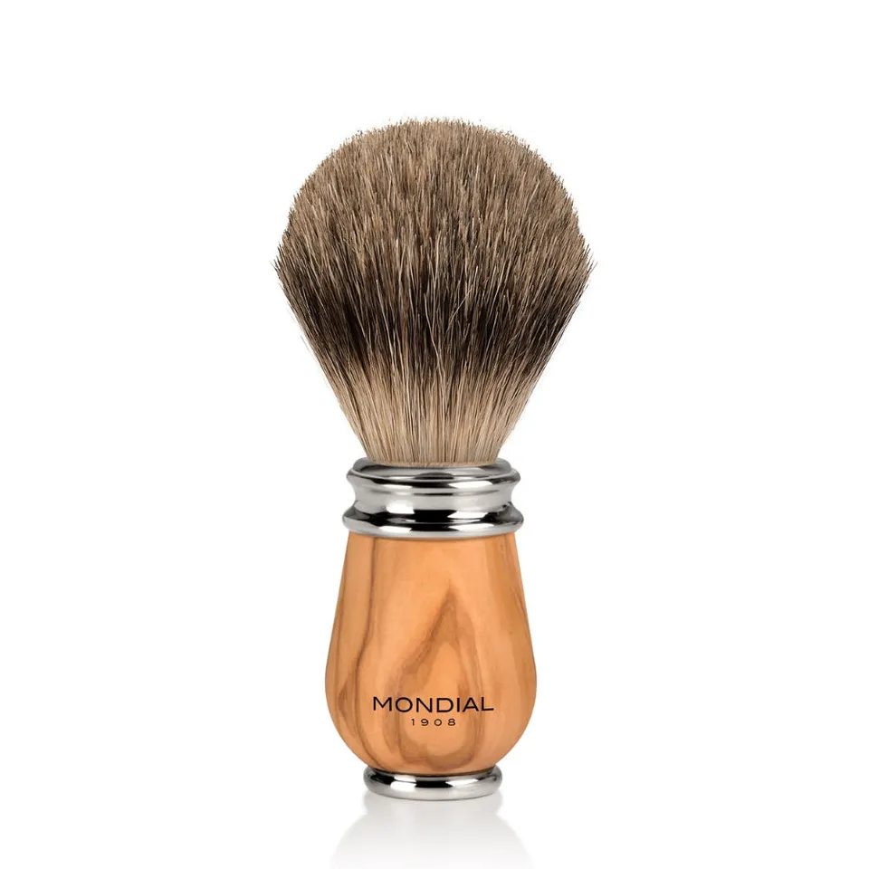 mondial-deluxe-rasierpinsel-olivenholz-best-badger-mit-chromkappe image 1
