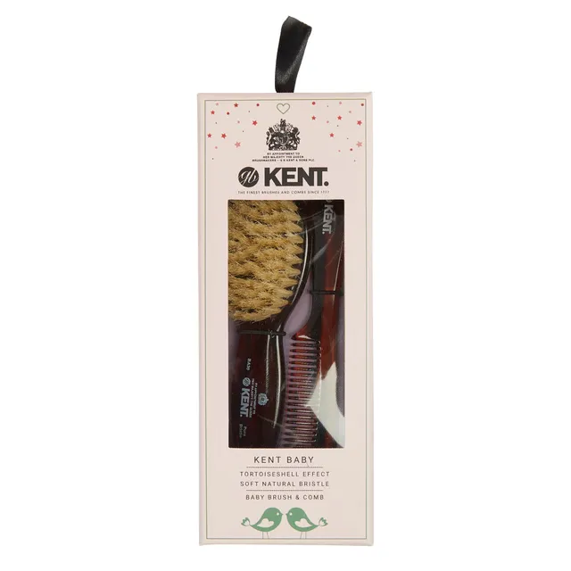 kent-ba30-baby-b-rsten-und-kamm-set-tortoiseshell-mit-weicher-naturborste image 1