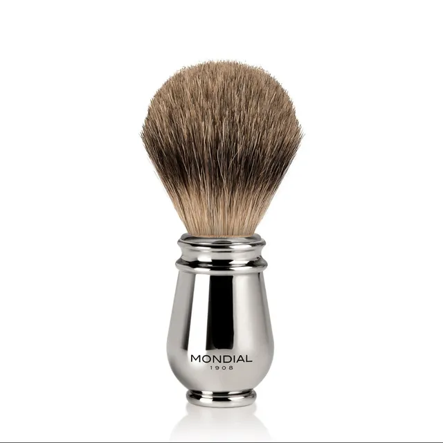 mondial-deluxe-rasierpinsel-chrom-metall-best-badger-dachshaar-2 image 1