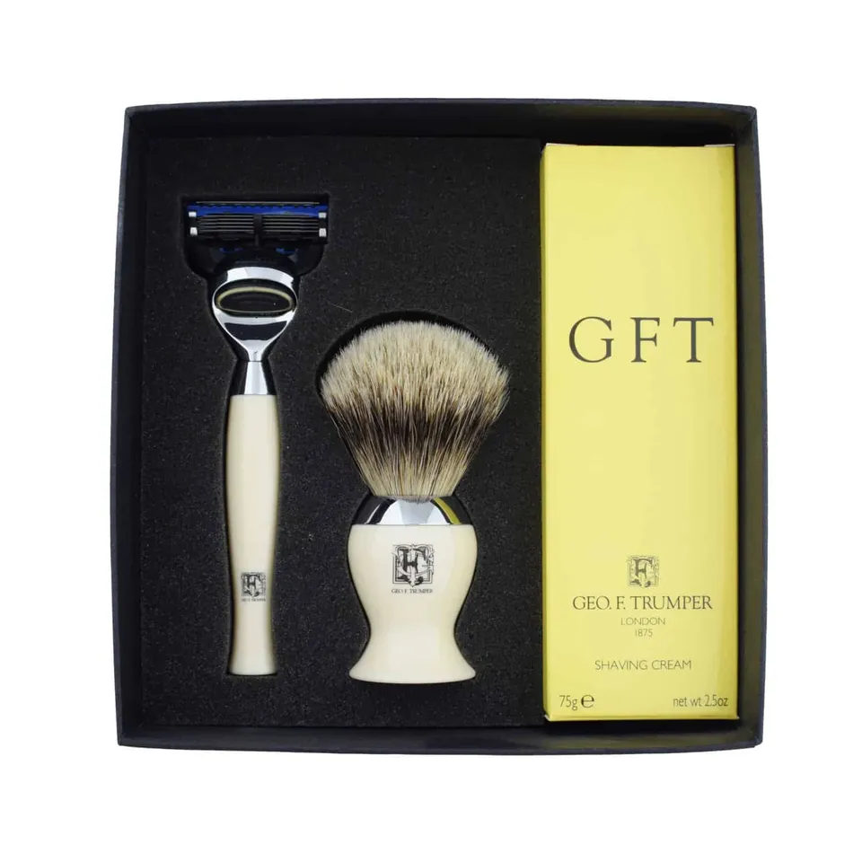 geo-trumper-fusion-shaving-gift-set-rasierer-super-badger-pinsel-creme image 1