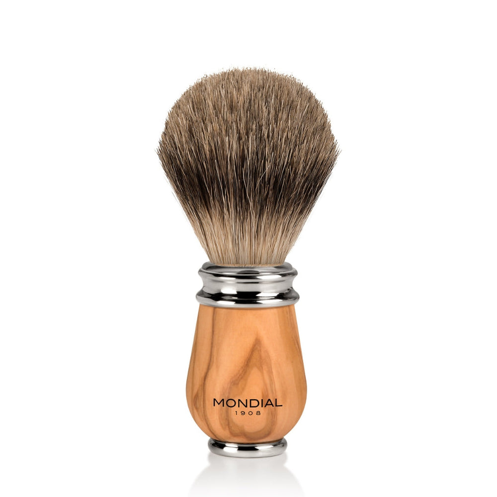 mondial-deluxe-rasierpinsel-olivenholz-best-badger-mit-chromkappe image 1