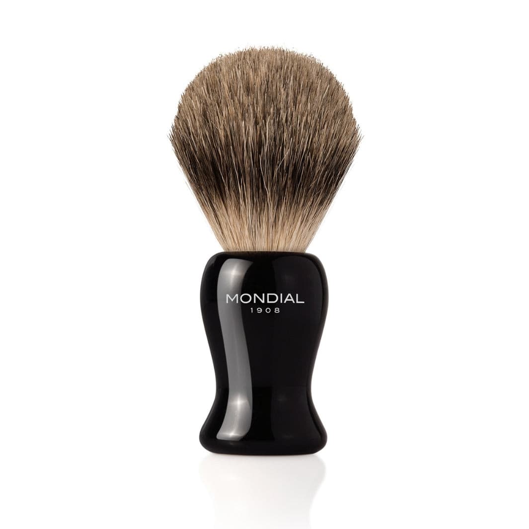 mondial-gibson-rasierpinsel-schwarzes-harz-mit-best-badger-dachshaar image 1