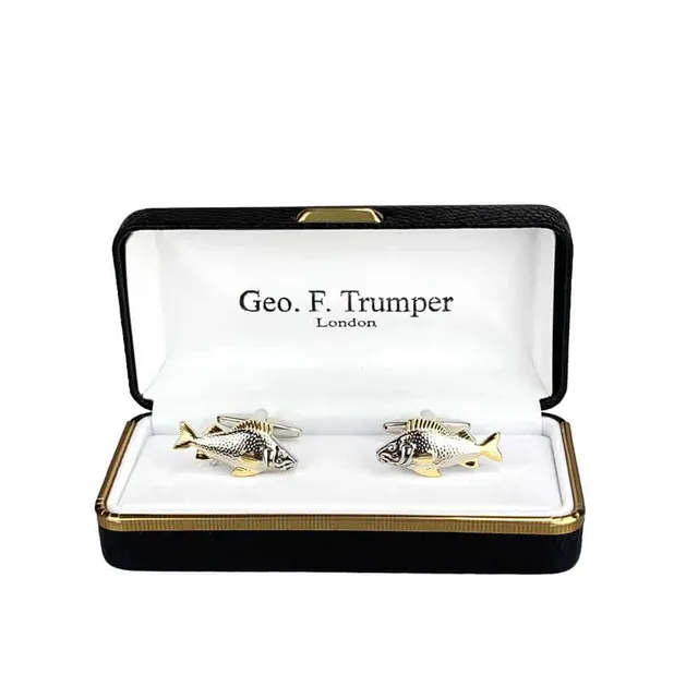 geo-trumper-silver-gold-fish-manschettenkn-pfe-cufflinks-mit-box image 1