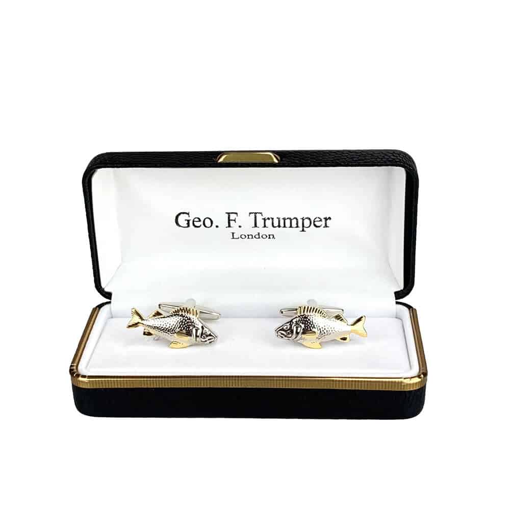 geo-trumper-silver-gold-fish-manschettenkn-pfe-cufflinks-mit-box image 1