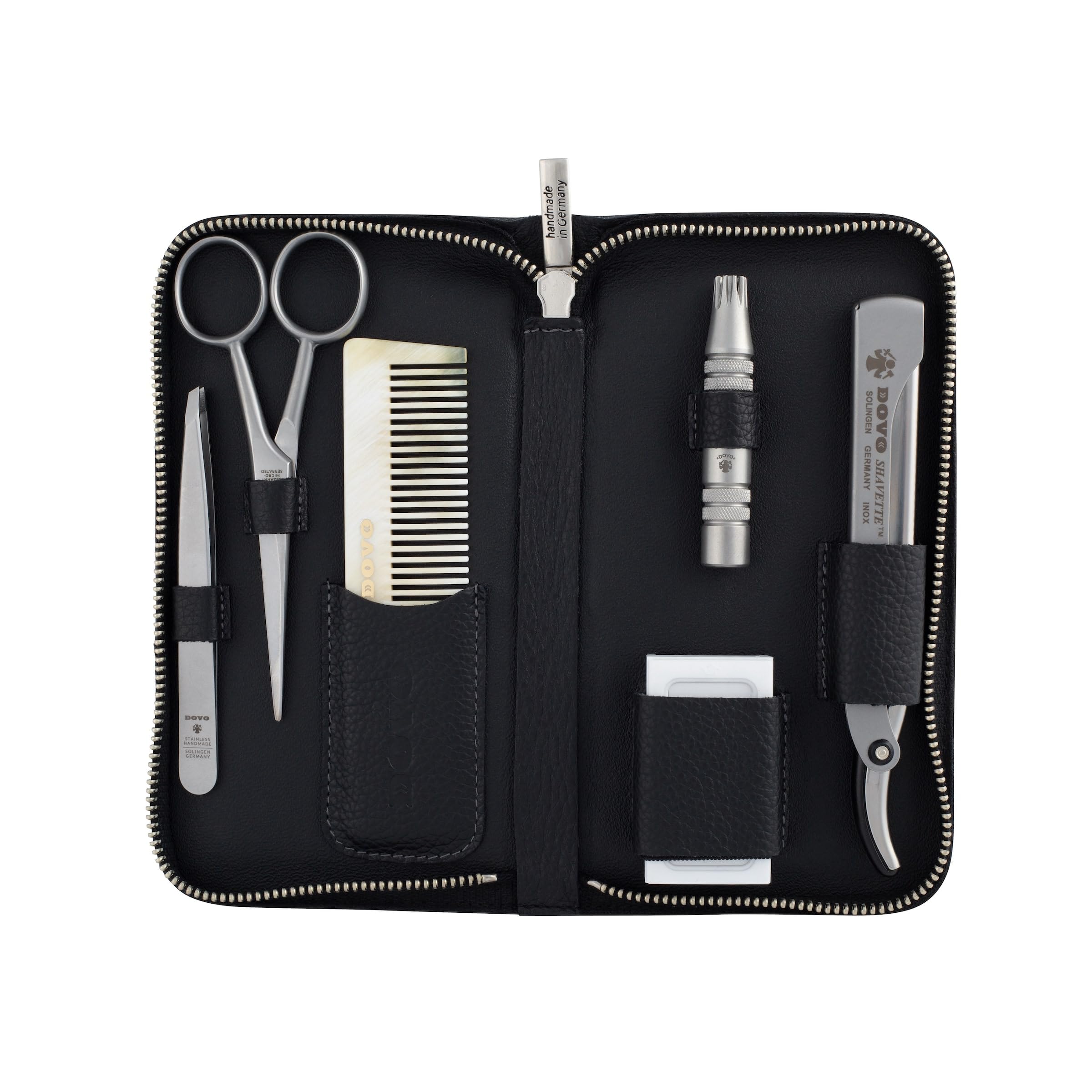 dovo-set-6-premium-shavette-edelstahl-klipette-hornkamm image 1