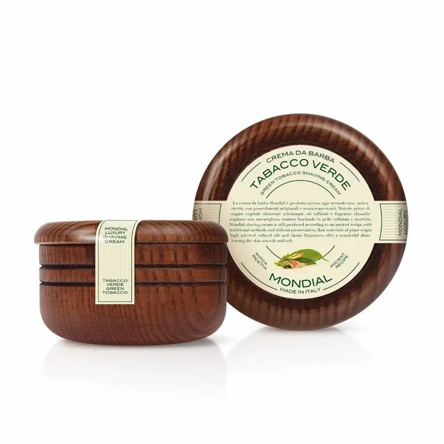 mondial-green-tobacco-rasiercreme-140ml-in-holzschale image 1