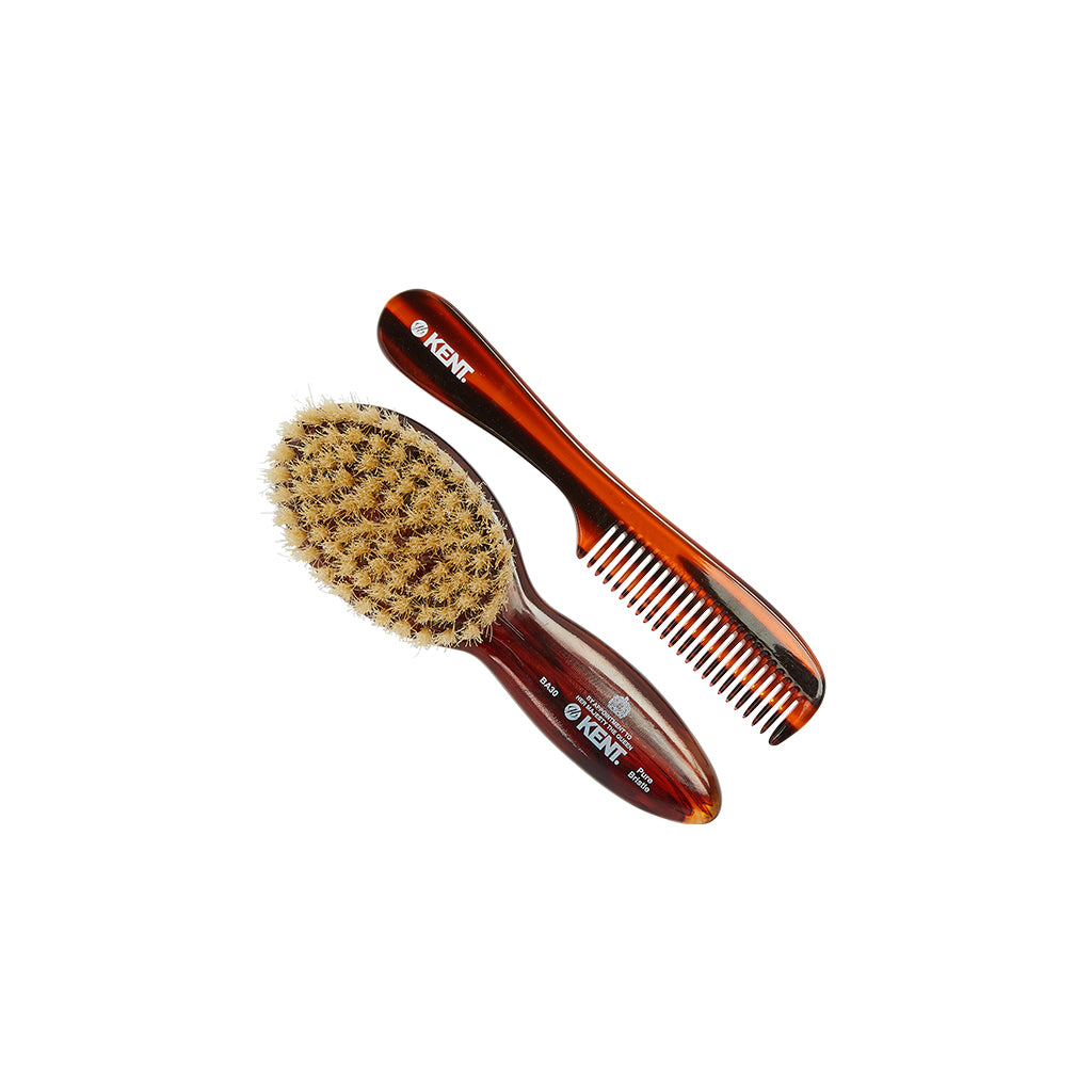 kent-ba30-baby-b-rsten-und-kamm-set-tortoiseshell-mit-weicher-naturborste image 2